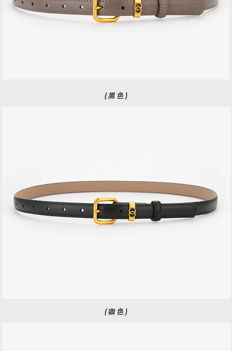 Light Brown Genuine Leather Belt with Gold Buckle — feature 8