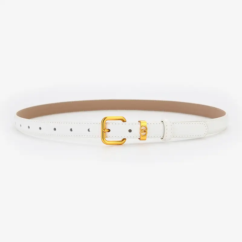 Light Brown Genuine Leather Belt with Gold Buckle - Image 4