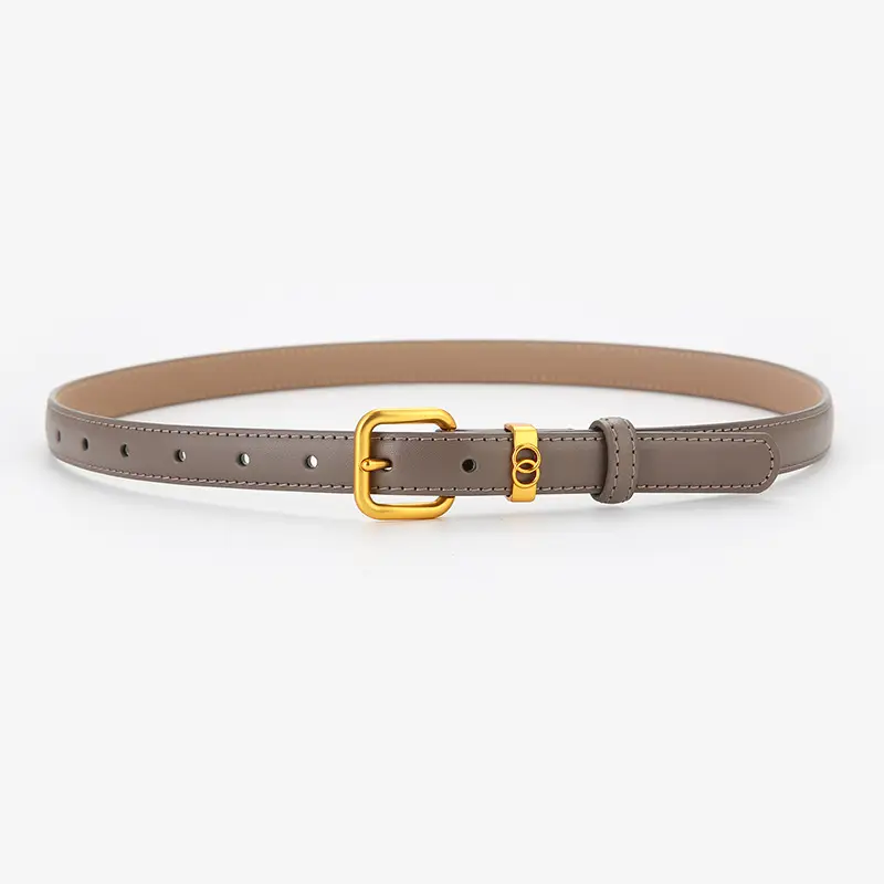 Light Brown Genuine Leather Belt with Gold Buckle - Image 7