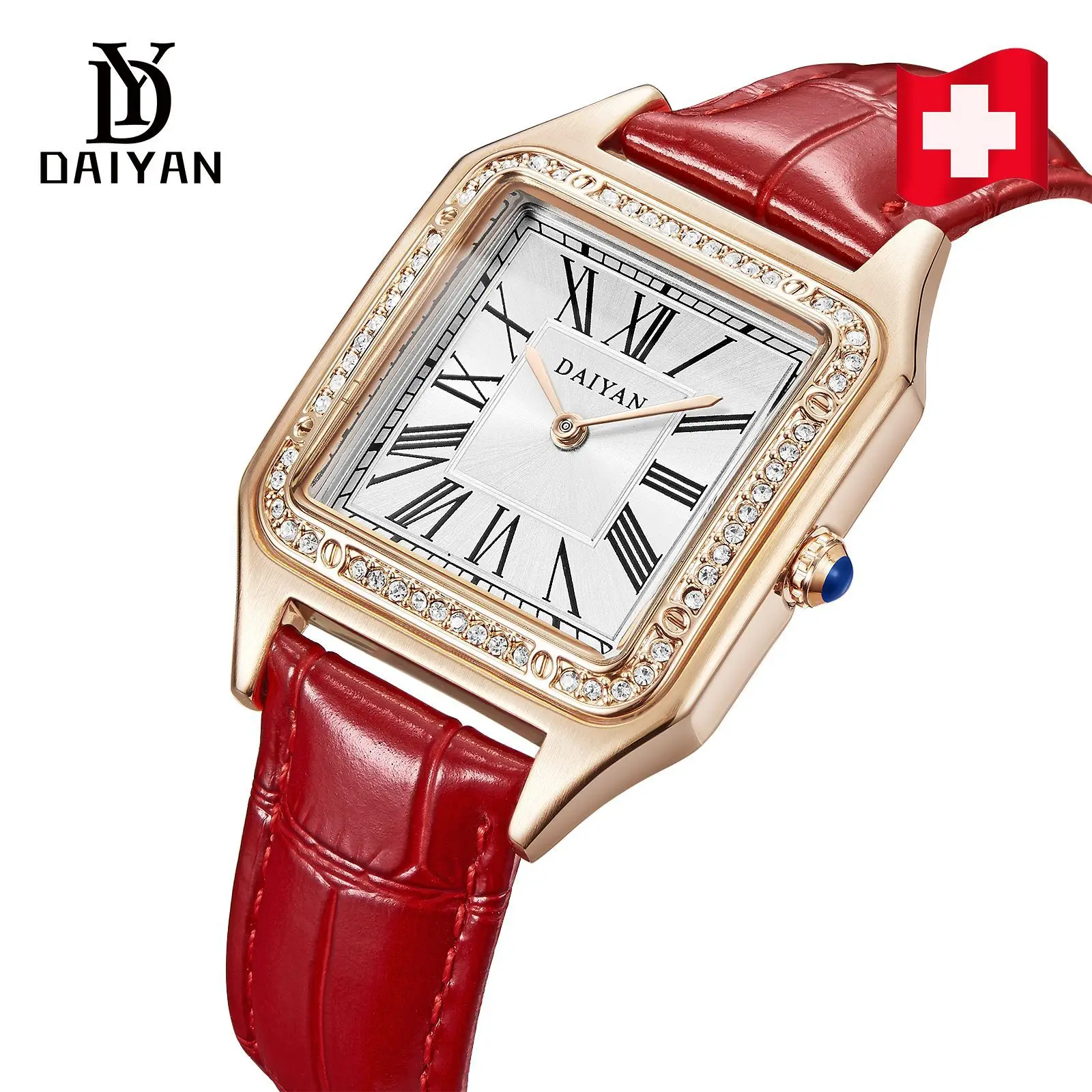 Stylish Square Dial Watch for Women with Leather Strap - Image 4