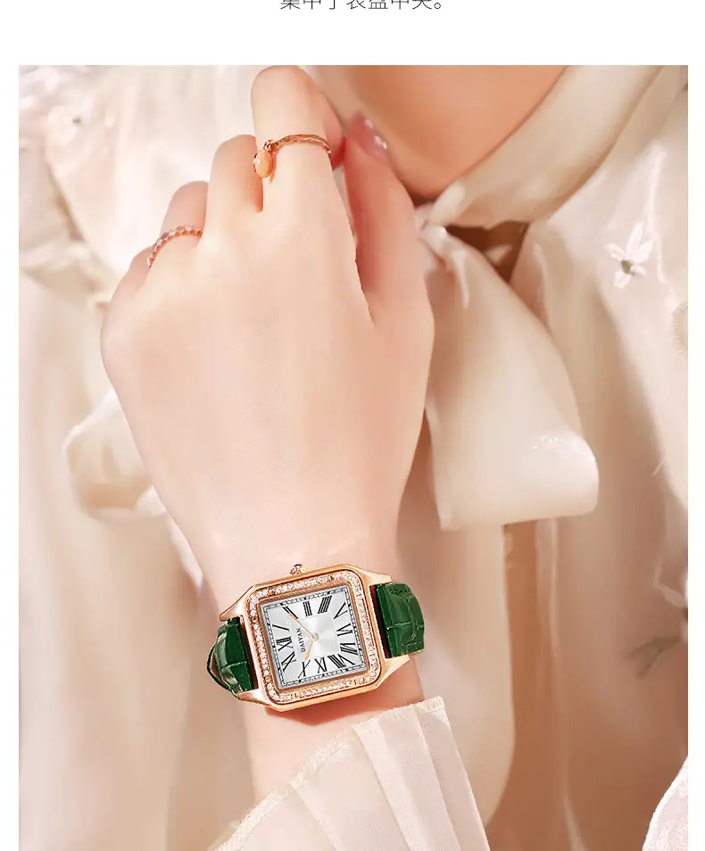Stylish Square Dial Watch for Women with Leather Strap — feature 7