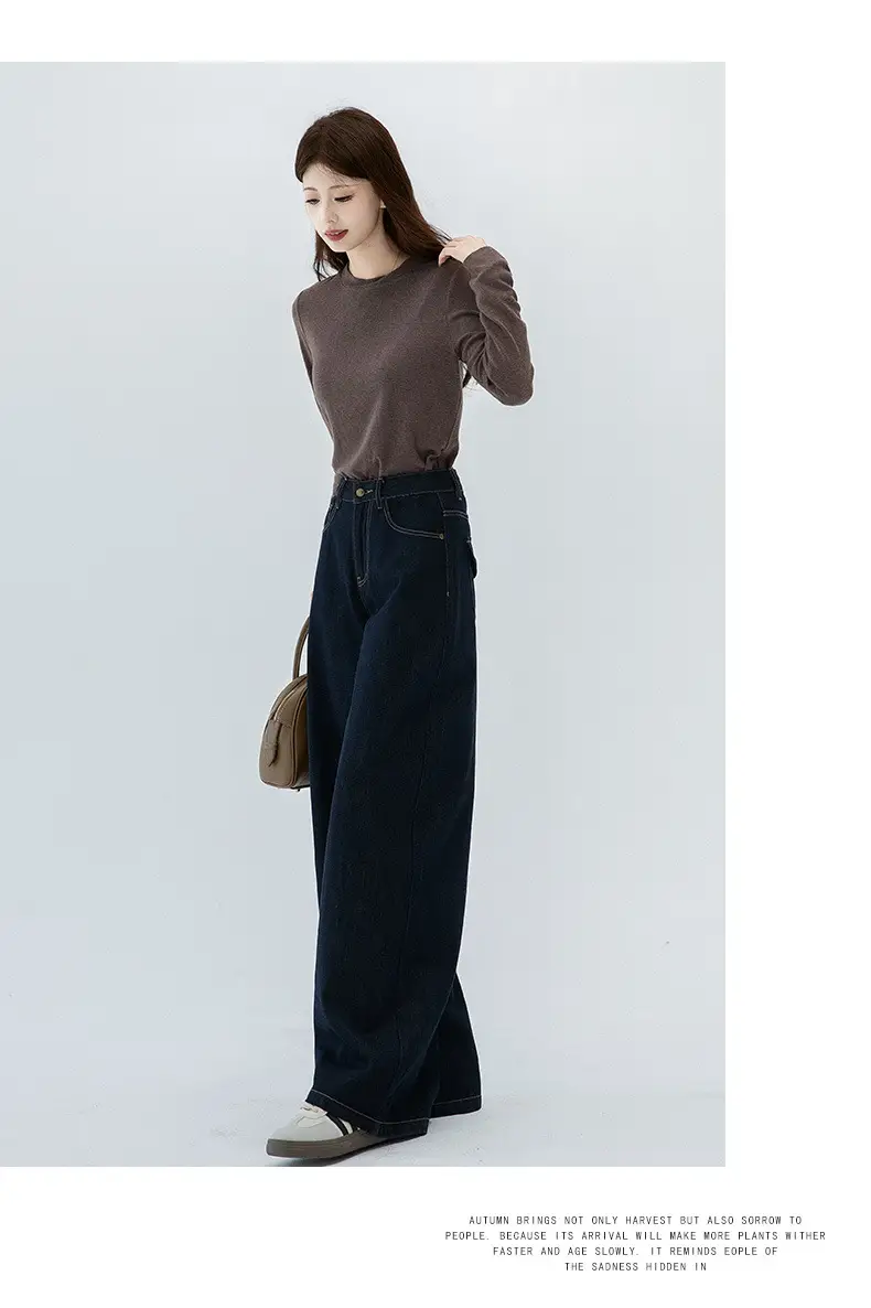 Tannin Dark Blue Wide Leg Denim Pants High Waist 2024 — feature 10