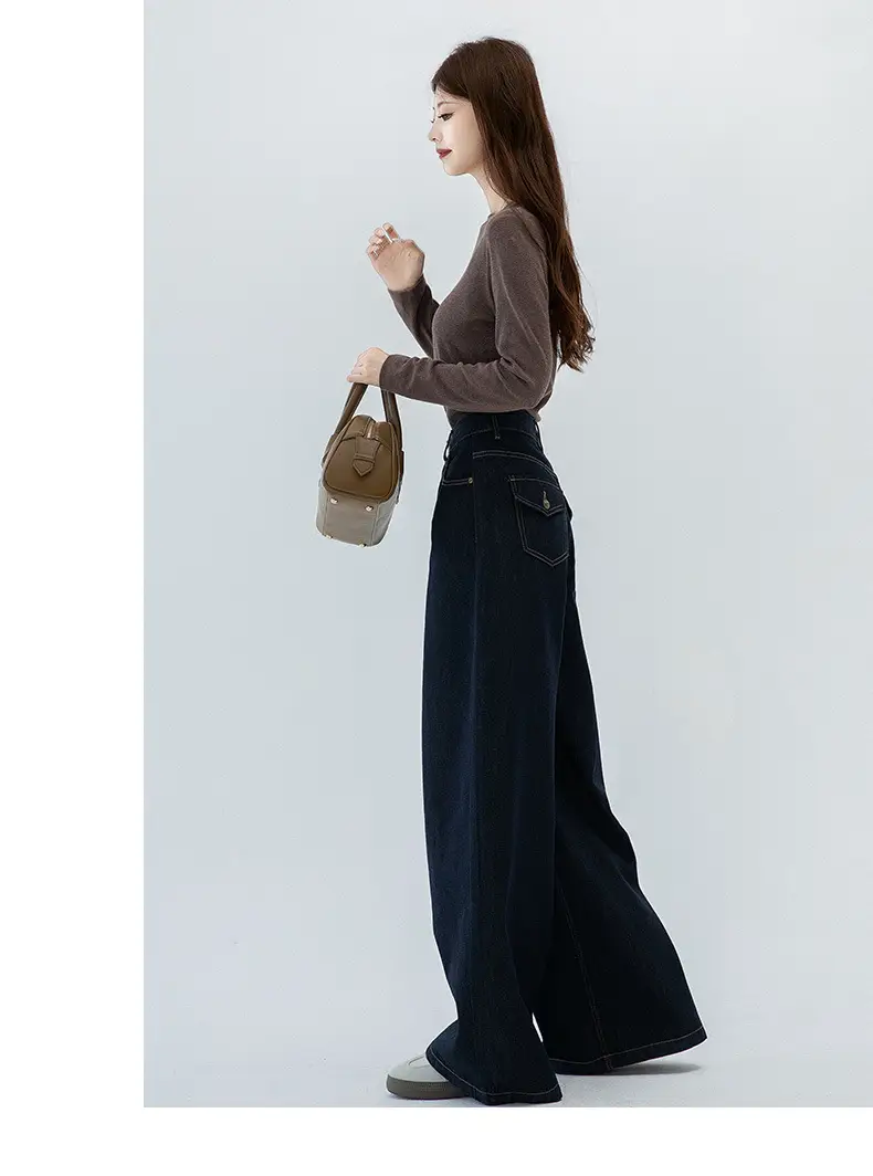 Tannin Dark Blue Wide Leg Denim Pants High Waist 2024 — feature 11