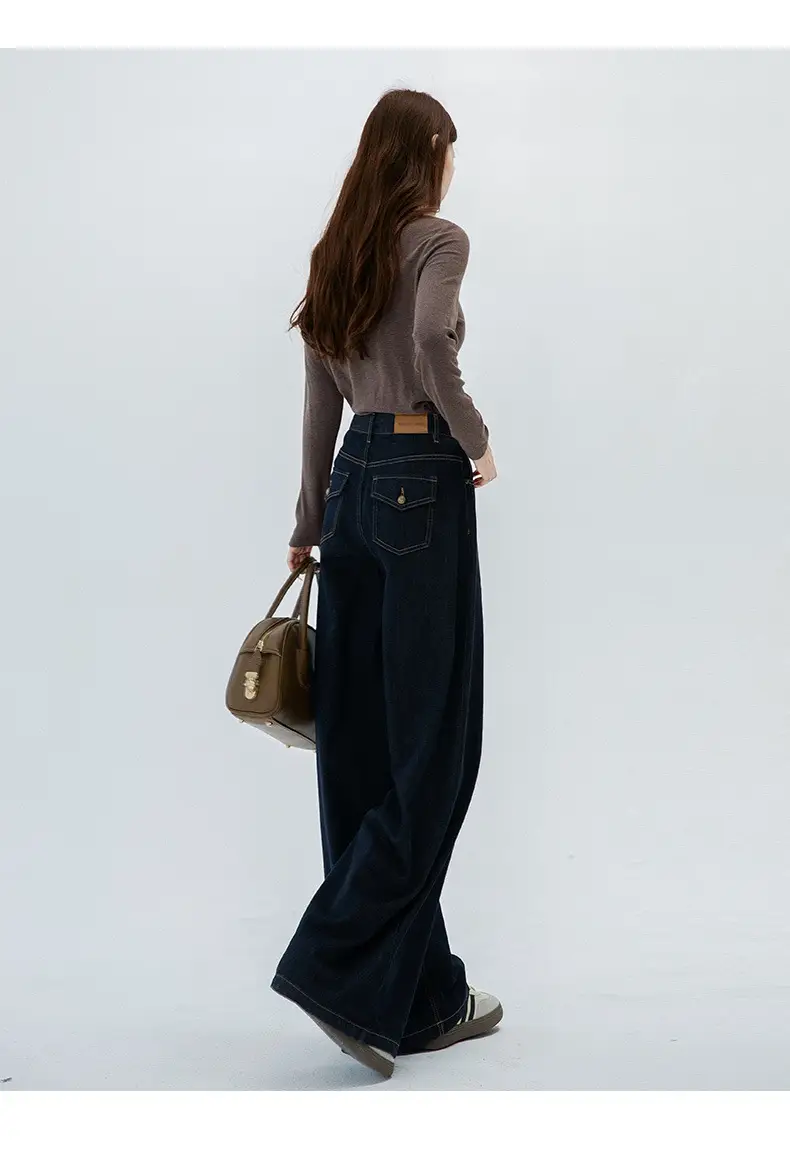 Tannin Dark Blue Wide Leg Denim Pants High Waist 2024 — feature 12