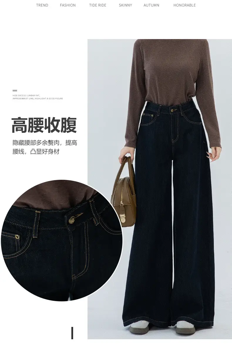 Tannin Dark Blue Wide Leg Denim Pants High Waist 2024 — feature 3