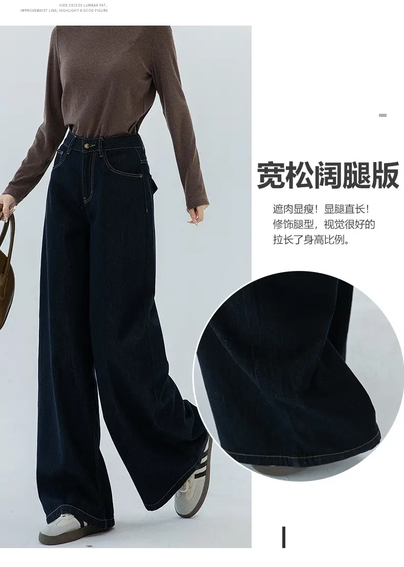 Tannin Dark Blue Wide Leg Denim Pants High Waist 2024 — feature 4