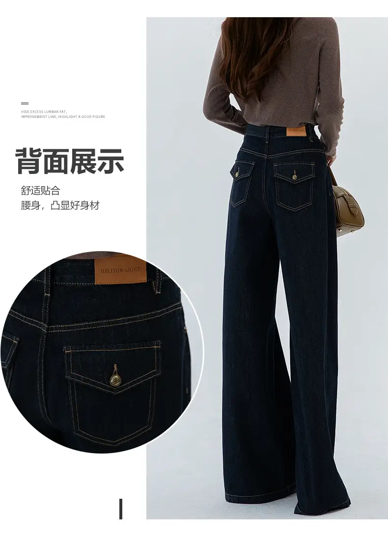Tannin Dark Blue Wide Leg Denim Pants High Waist 2024 — feature 5