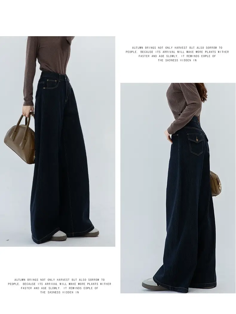 Tannin Dark Blue Wide Leg Denim Pants High Waist 2024 — feature 9