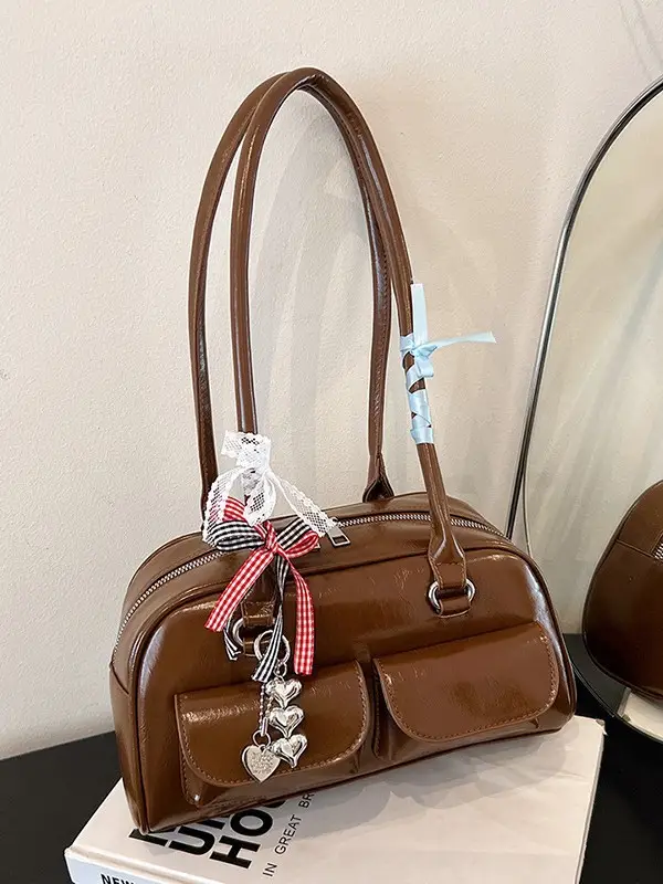 Black Leather Underarm Pillow Bag for Women 2024 - Image 8