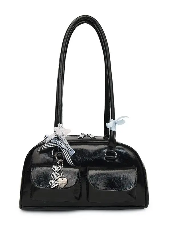 Black Leather Underarm Pillow Bag for Women 2024 - Image 9