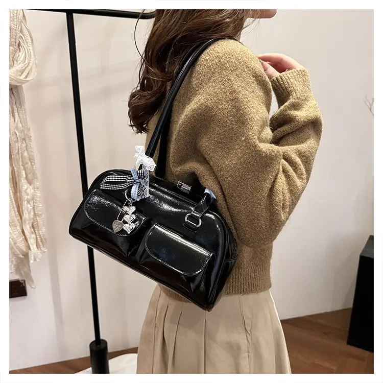 Black Leather Underarm Pillow Bag for Women 2024 — feature 12