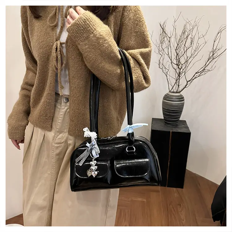 Black Leather Underarm Pillow Bag for Women 2024 — feature 13