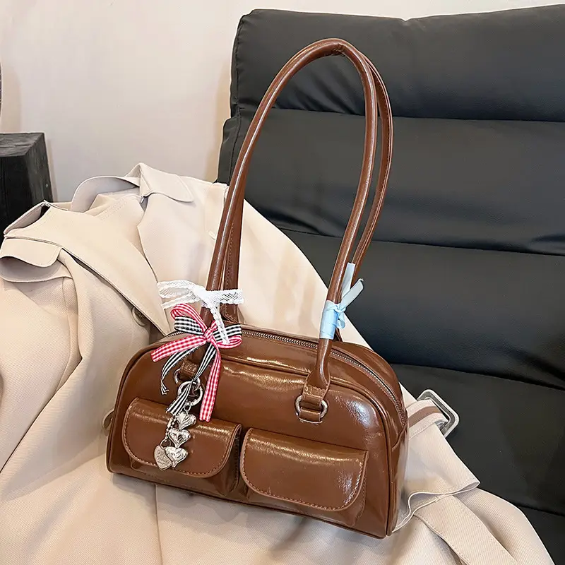 Black Leather Underarm Pillow Bag for Women 2024 - Image 3