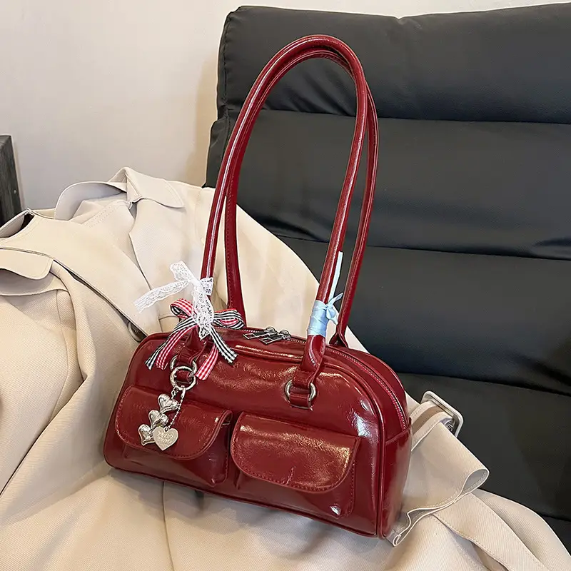 Black Leather Underarm Pillow Bag for Women 2024 - Image 4