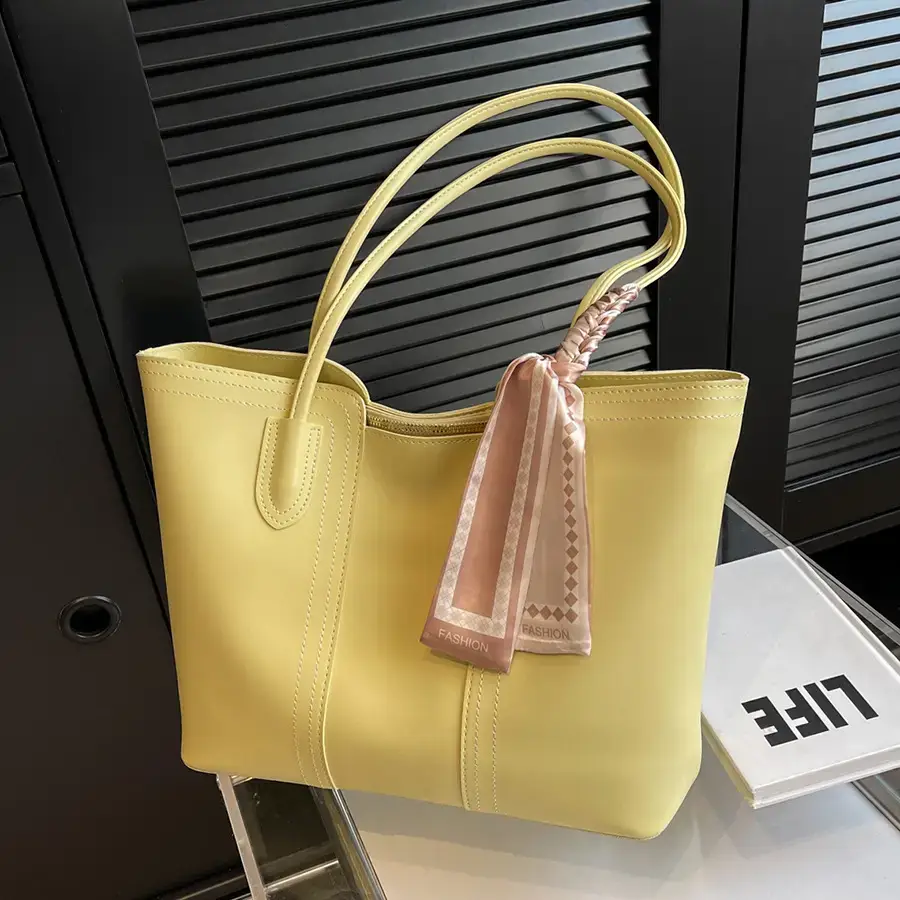 Yellow Textured Shoulder Bag with Tassel for Women