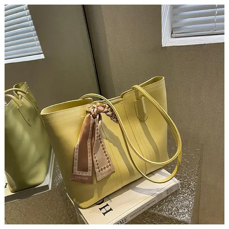 Yellow Textured Shoulder Bag with Tassel for Women — feature 32