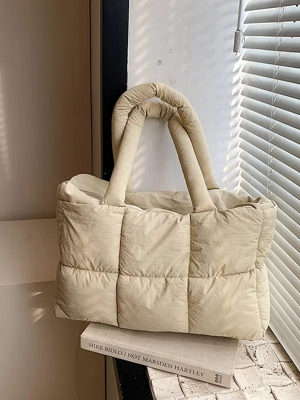 Women Cotton Padded Shoulder Bag Large Capacity 2024