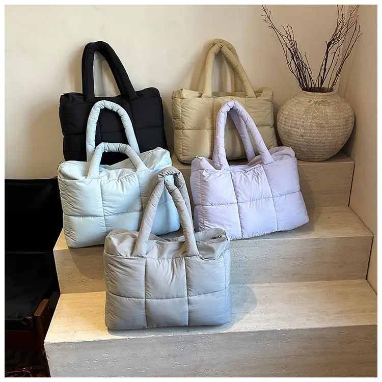 Women Cotton Padded Shoulder Bag Large Capacity 2024 — feature 1