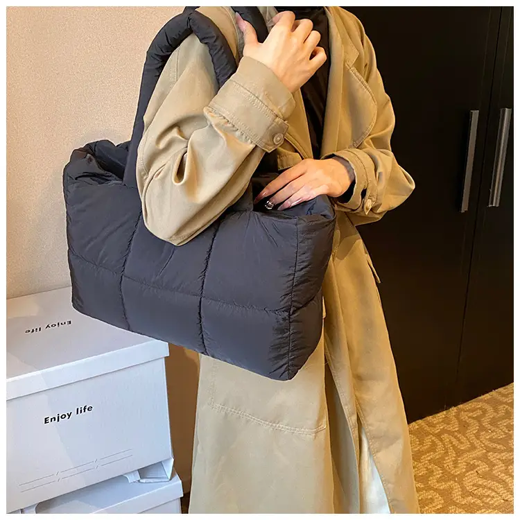 Women Cotton Padded Shoulder Bag Large Capacity 2024 — feature 12
