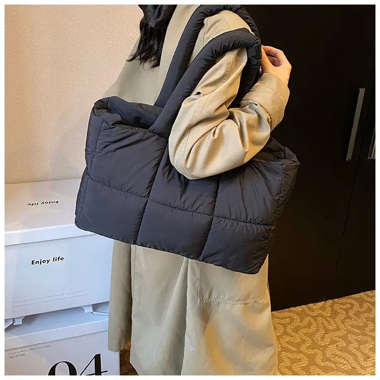 Women Cotton Padded Shoulder Bag Large Capacity 2024 — feature 13