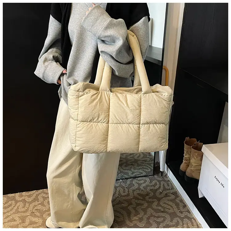 Women Cotton Padded Shoulder Bag Large Capacity 2024 — feature 18