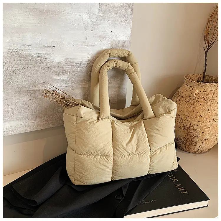 Women Cotton Padded Shoulder Bag Large Capacity 2024 — feature 36