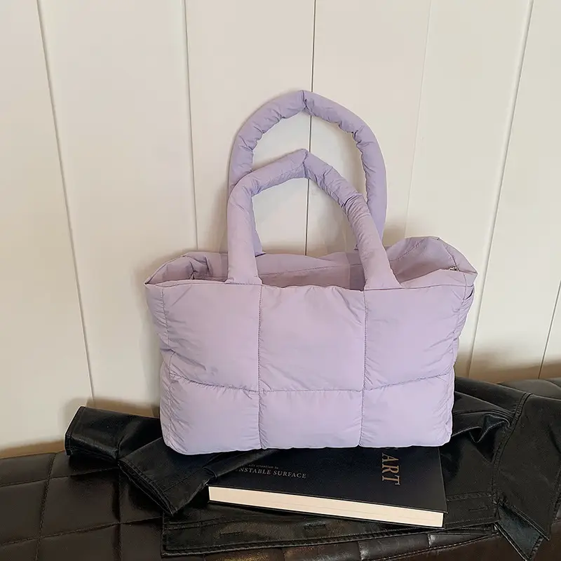 Women Cotton Padded Shoulder Bag Large Capacity 2024