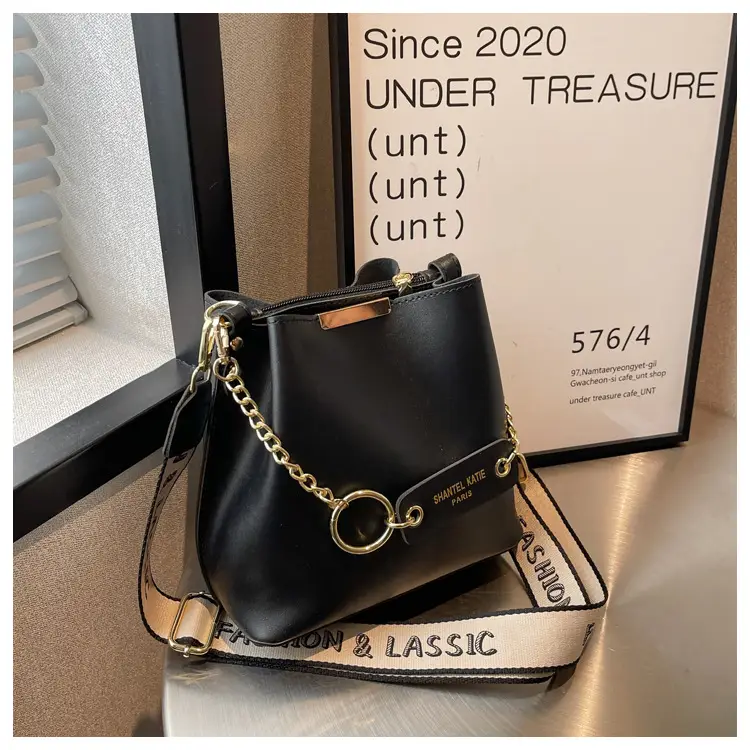 Women's Brown Leather Shoulder Crossbody Bag with Gold Chain — feature 29