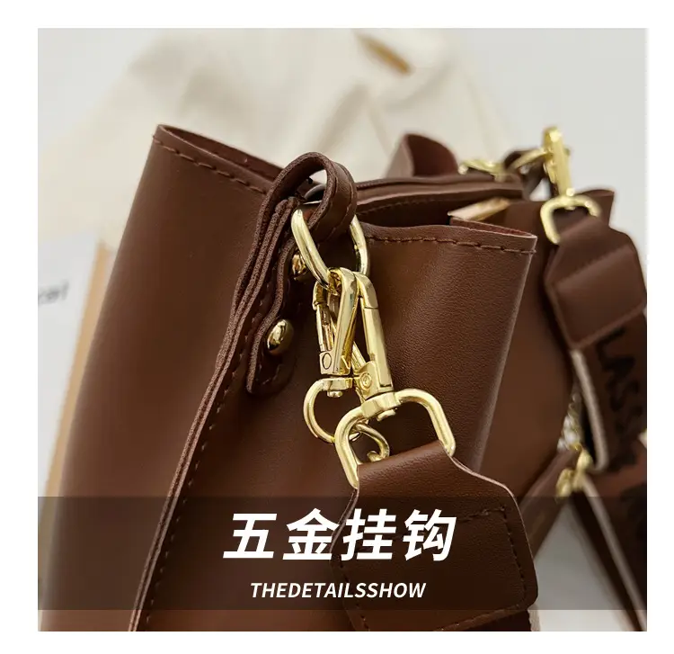 Women's Brown Leather Shoulder Crossbody Bag with Gold Chain — feature 6