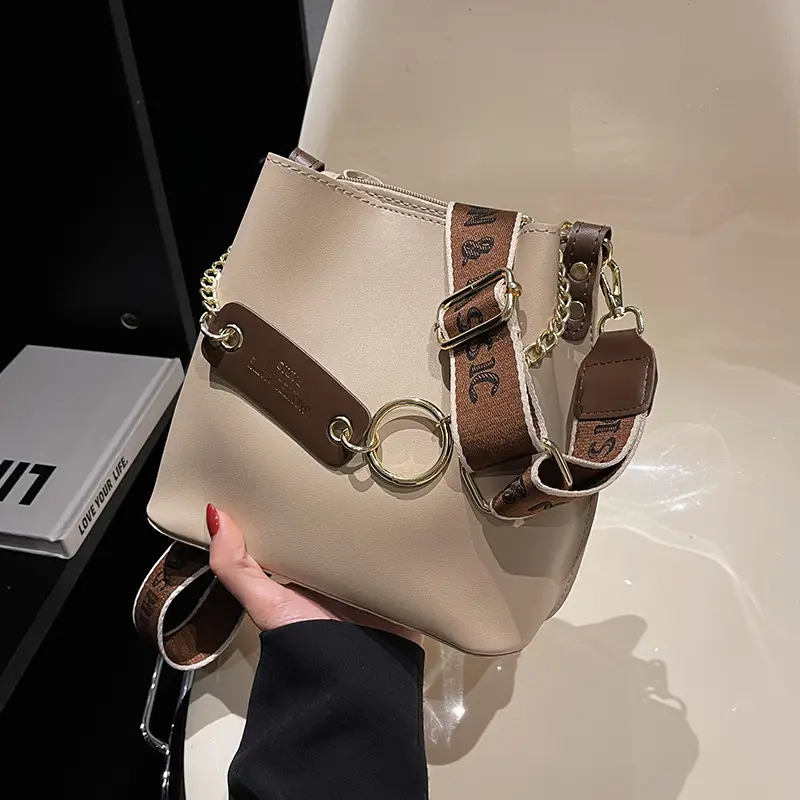 Women's Brown Leather Shoulder Crossbody Bag with Gold Chain - Image 2