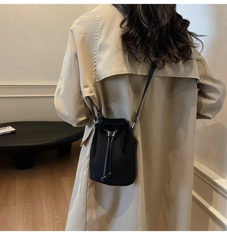 Women's Suede Drawstring Bucket Bag Brown 2024 — feature 11
