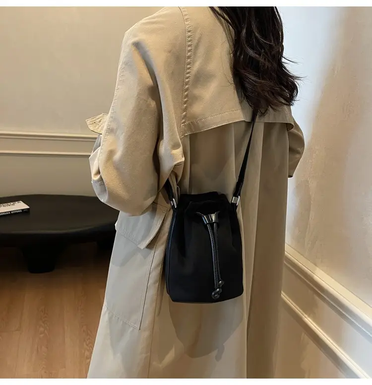 Women's Suede Drawstring Bucket Bag Brown 2024 — feature 14