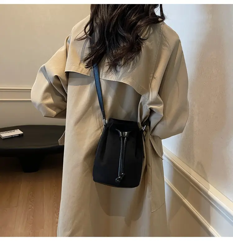 Women's Suede Drawstring Bucket Bag Brown 2024 — feature 15