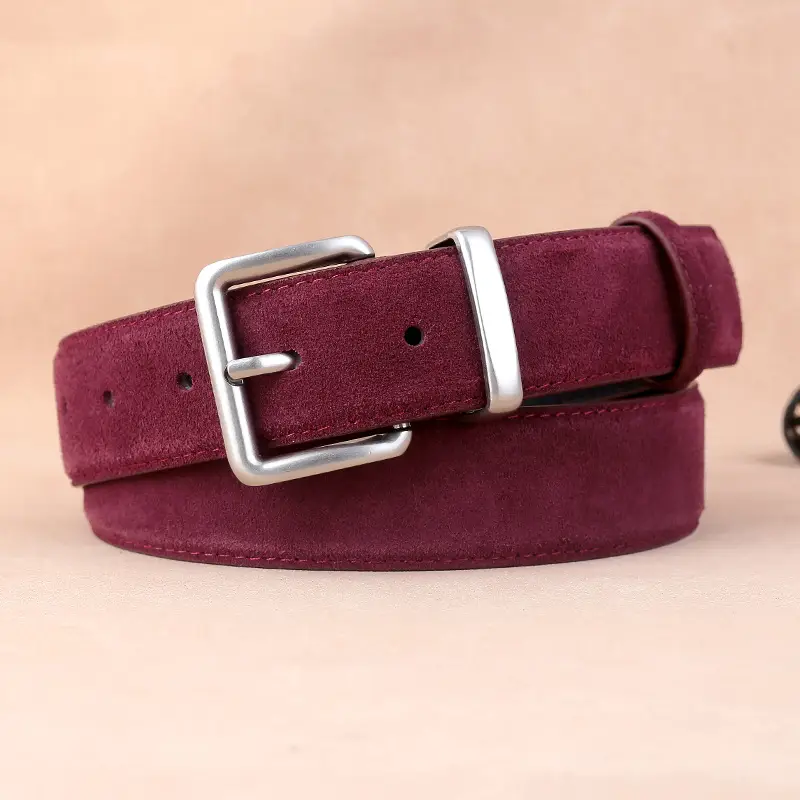 Women's Genuine Leather Matte Belt with Gold Buckle - Image 5
