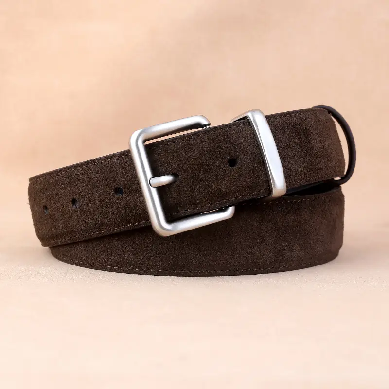 Women's Genuine Leather Matte Belt with Gold Buckle - Image 8