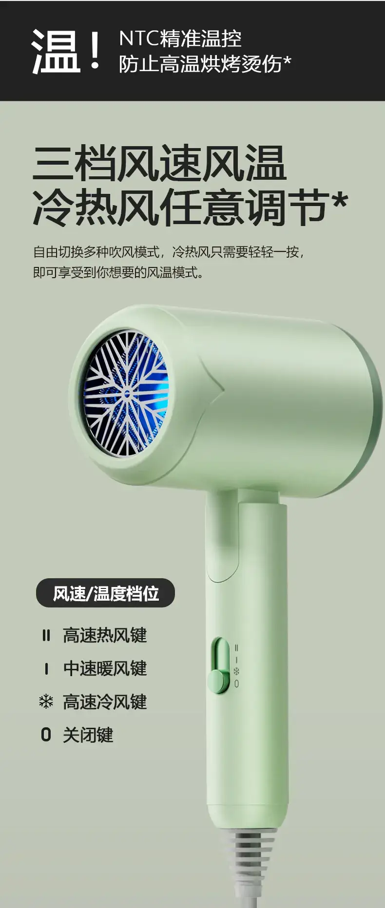 Portable Negative Ion Hair Dryer Green 30-Day Free Trial — feature 13
