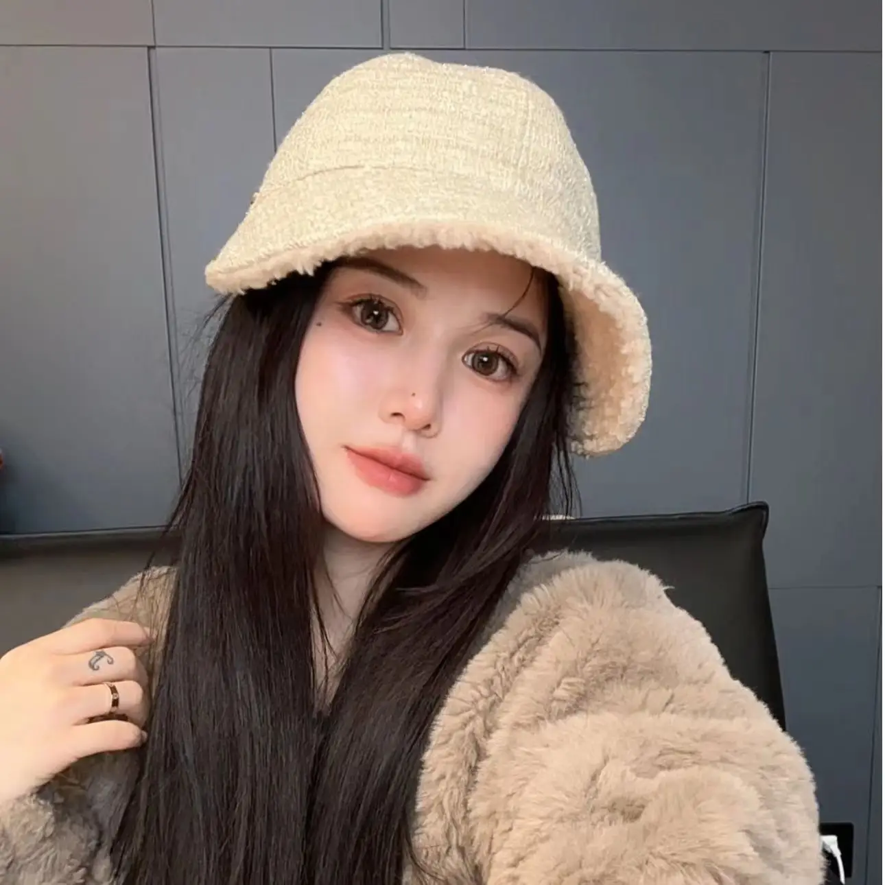 Women's Winter Fleece Fisherman Hat with Faux Fur Trim — feature 6