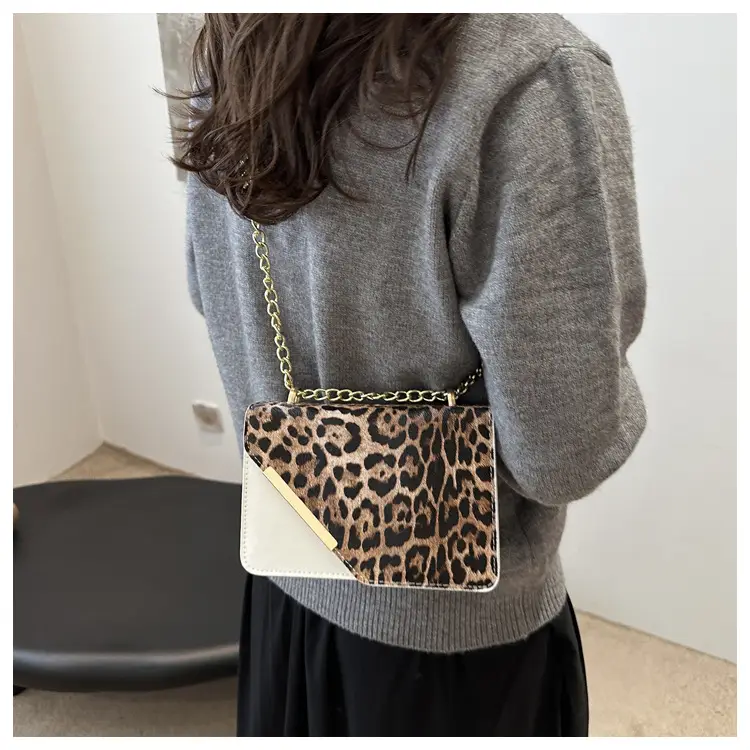 Leopard Print Chain Crossbody Bag Brown — feature 18