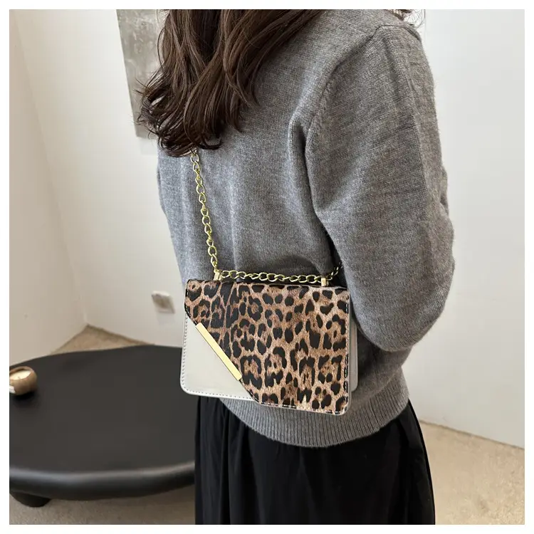 Leopard Print Chain Crossbody Bag Brown — feature 19