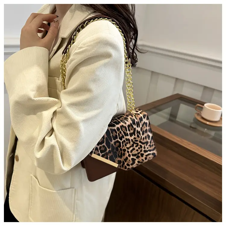 Leopard Print Chain Crossbody Bag Brown — feature 22