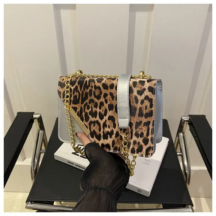 Leopard Print Chain Crossbody Bag Brown — feature 9