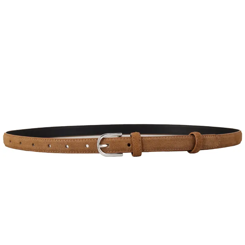 Cow Velvet Women's Belt with Silver Buckle - Image 8