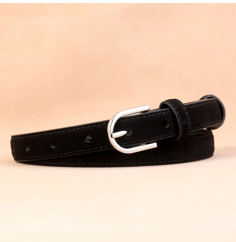 Cow Velvet Women's Belt with Silver Buckle — feature 14