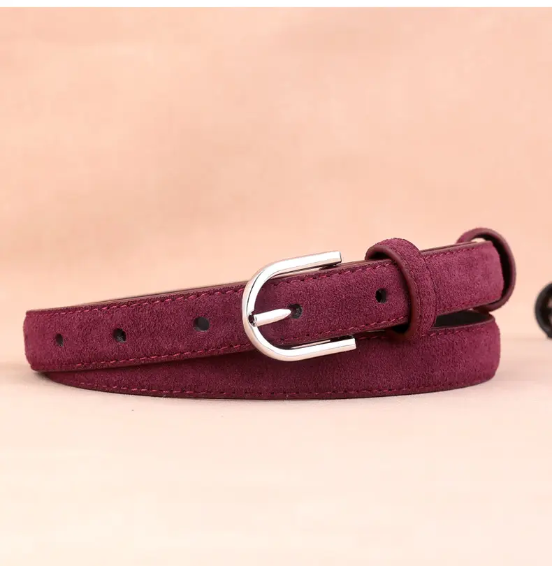 Cow Velvet Women's Belt with Silver Buckle — feature 16