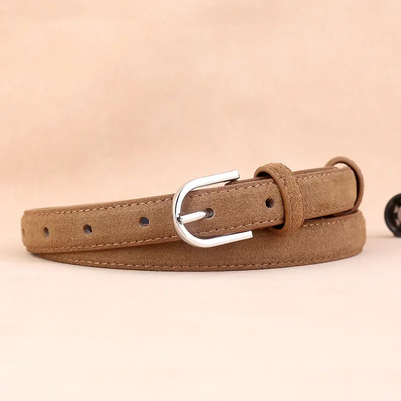 Cow Velvet Women's Belt with Silver Buckle - Image 3