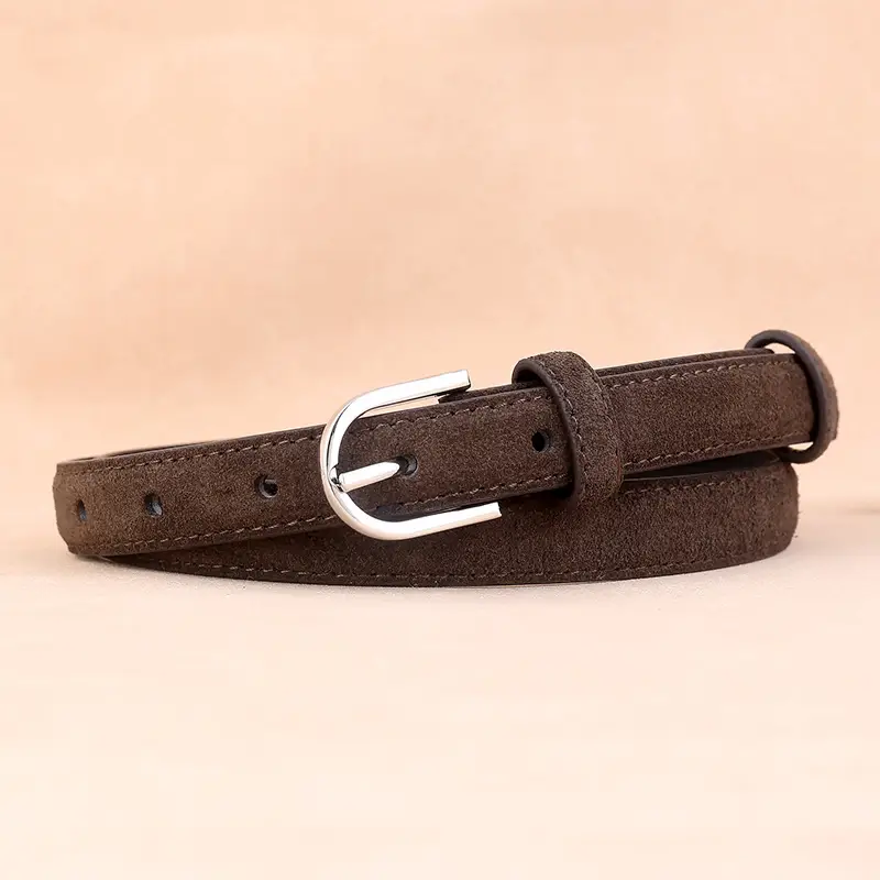 Cow Velvet Women's Belt with Silver Buckle - Image 4