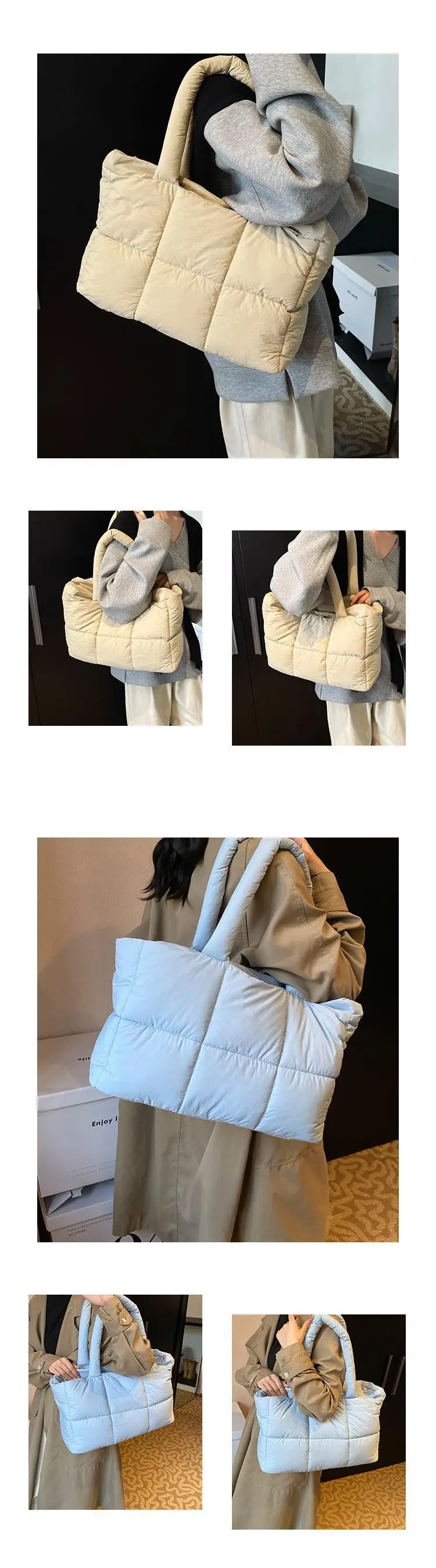 Women Cross-Border Padded Shoulder Bag Grey 2026 — feature 4