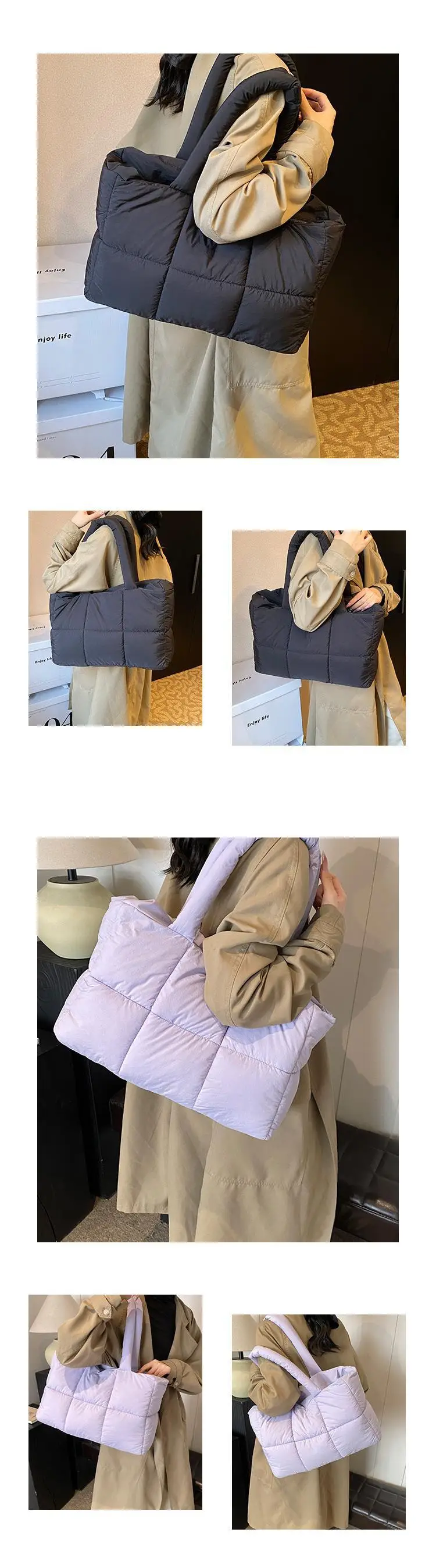 Women Cross-Border Padded Shoulder Bag Grey 2026 — feature 5