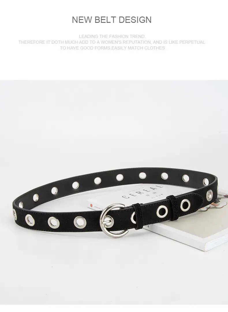 Black New Punk Style Genuine Leather Belt for Women — feature 13