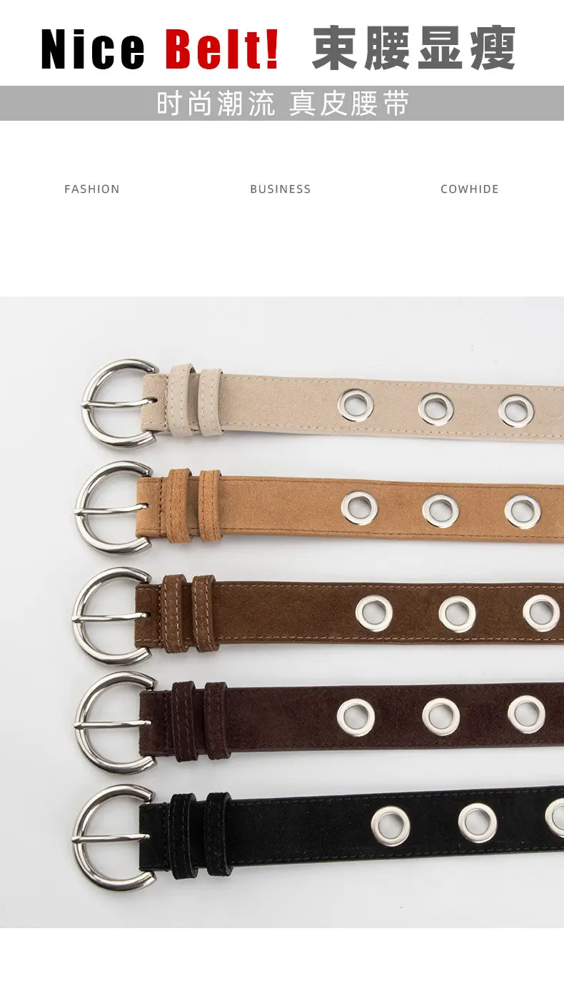 Black New Punk Style Genuine Leather Belt for Women — feature 3